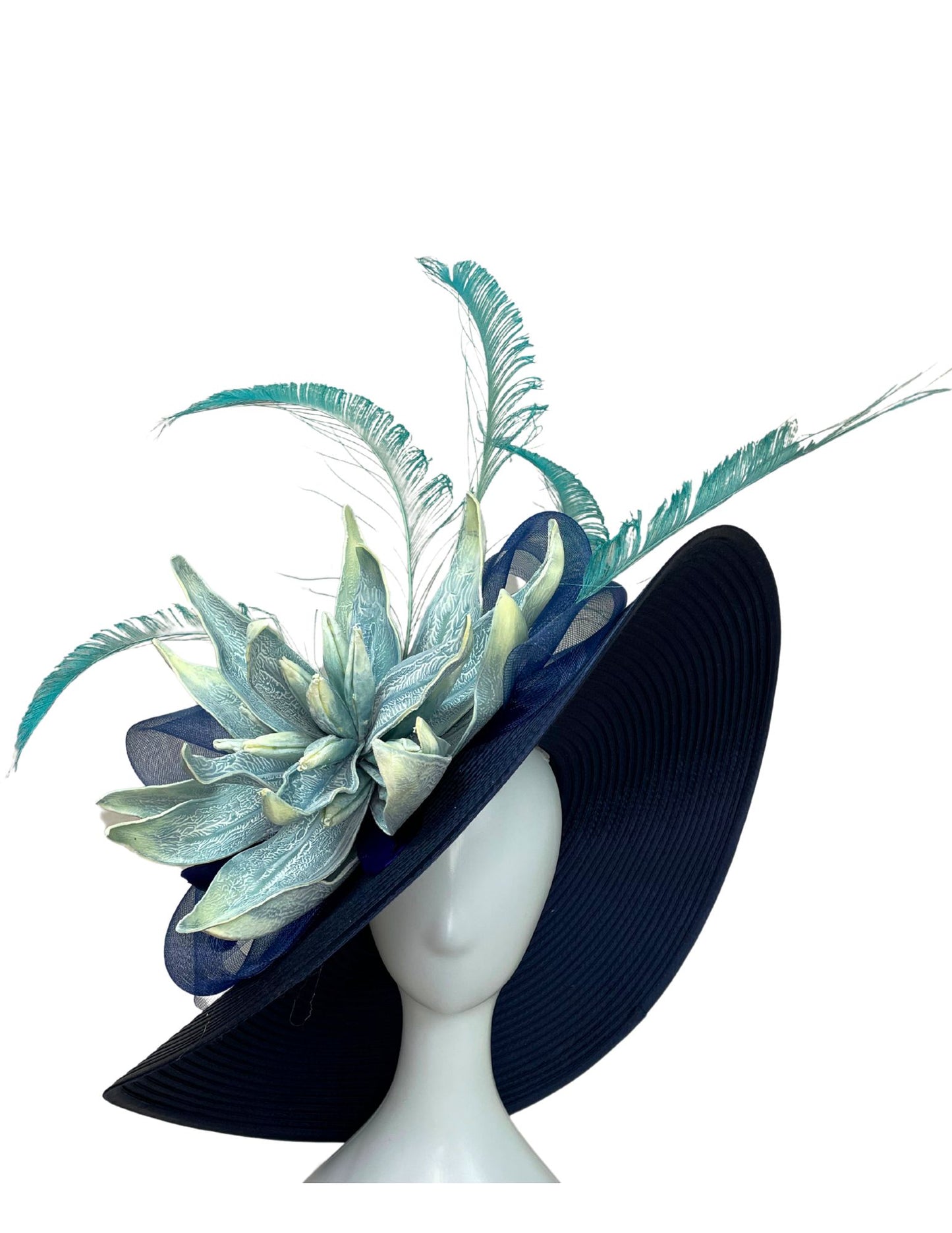 Navy & Turquoise Derby Hat