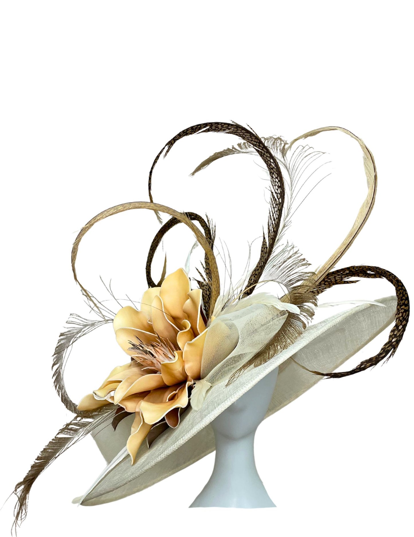 Cream & Brown Derby Hat