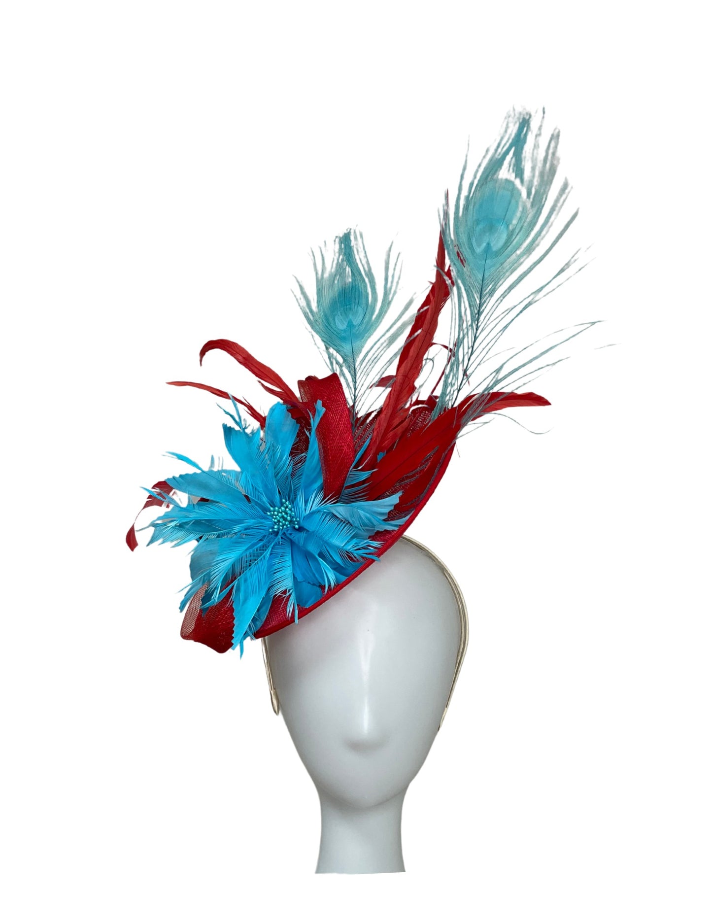 Blue & Red Fascinator