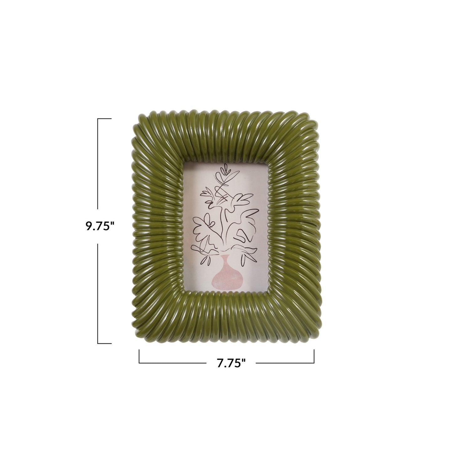 Resin Ribbed Photo Frame - Green