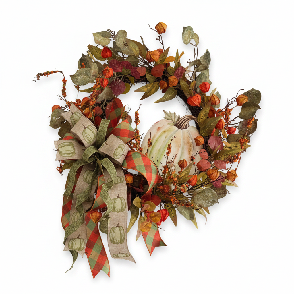 Fall Wreath - Metal Pumpkin