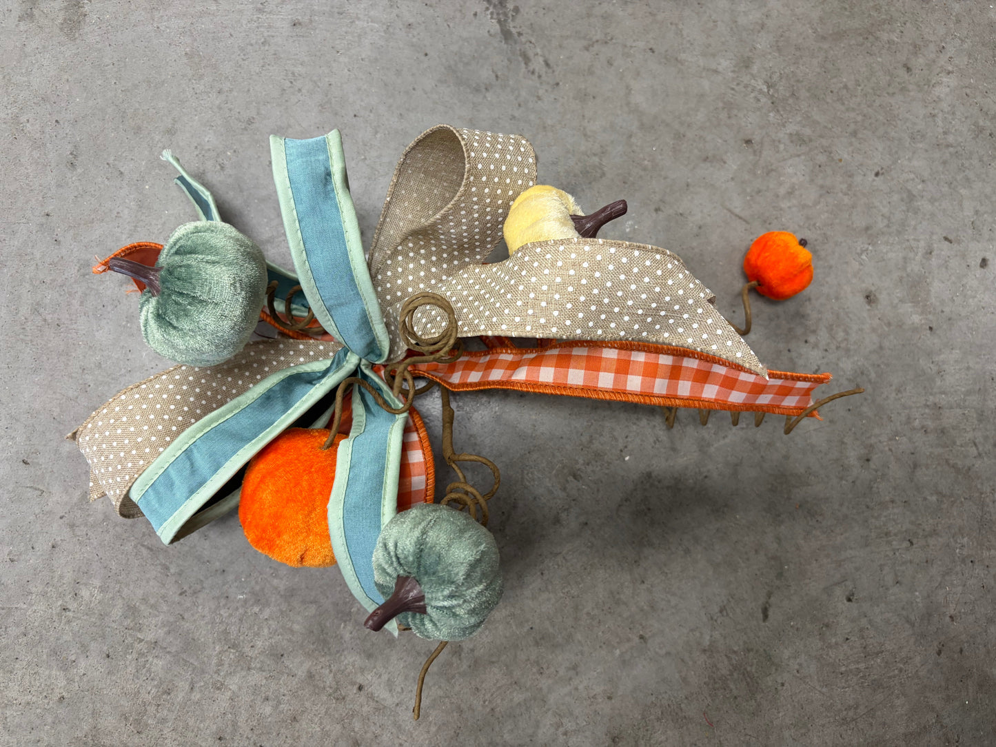 Custom fall aqua orange lantern bow