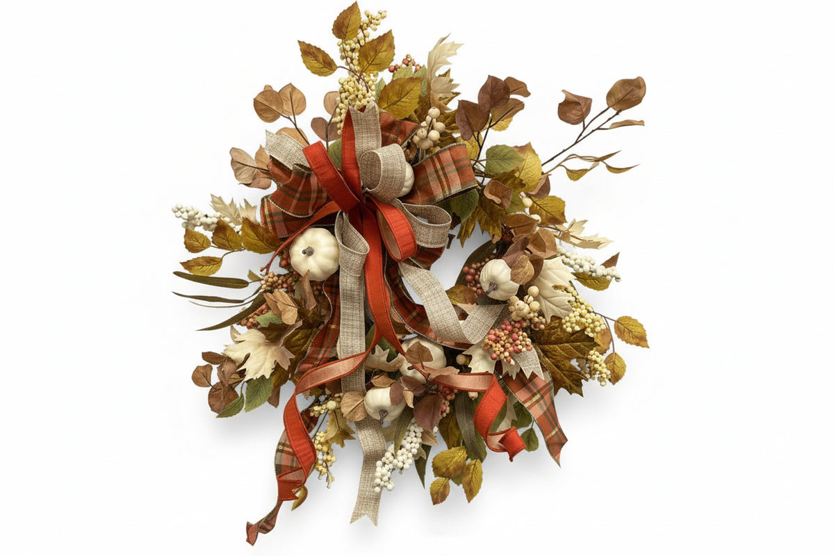 Fall Wreath - White Pumpkins