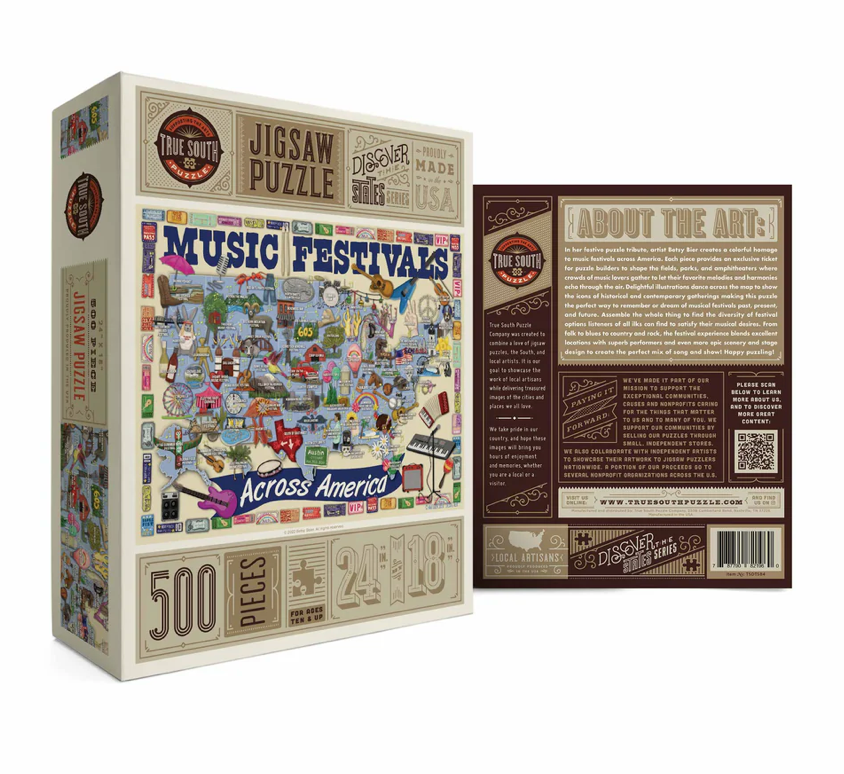 500 Piece Puzzle -Music Festivals Across America