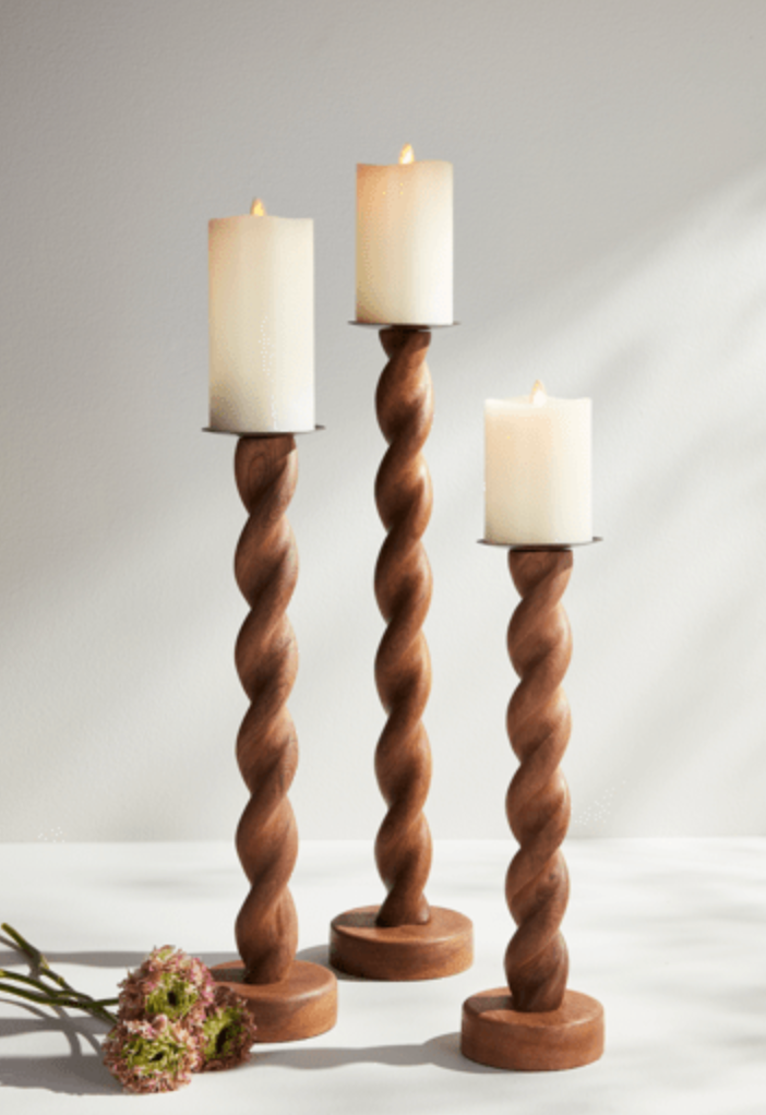 Twisted Wood Candlestick LG