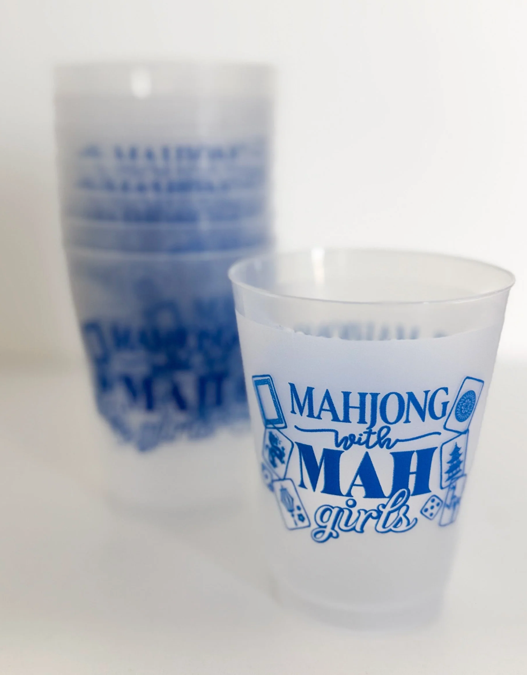 Frost Flex Cup - Blue Mahjong with Mah Girls, set of 8