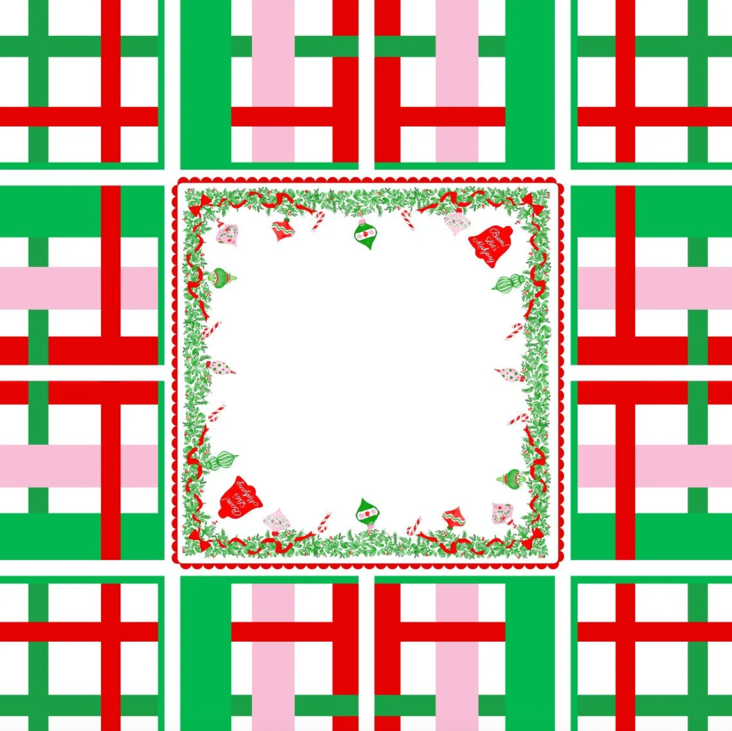 Holly Jolly Christmas Mahjong Mat - Green/Red