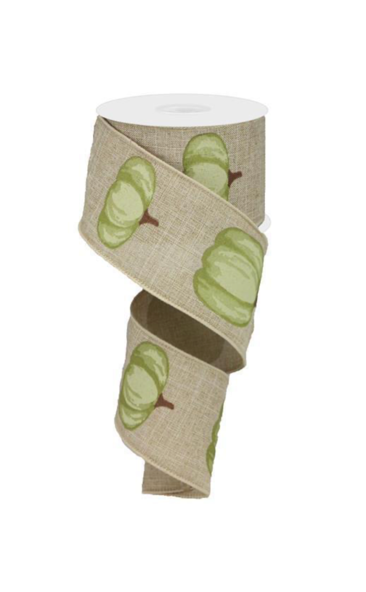 Online-Ribbon 2.5"x10yd Green Pumpkin on Tan