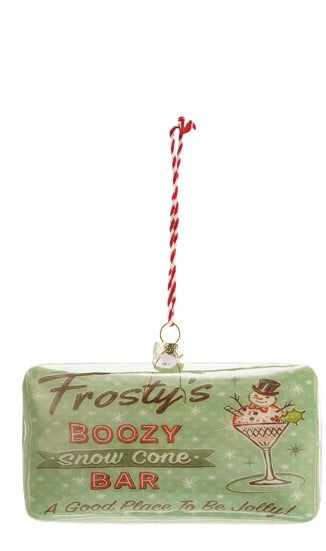 Glass Sign Ornament with Holiday Bar Name - 4 Styles
