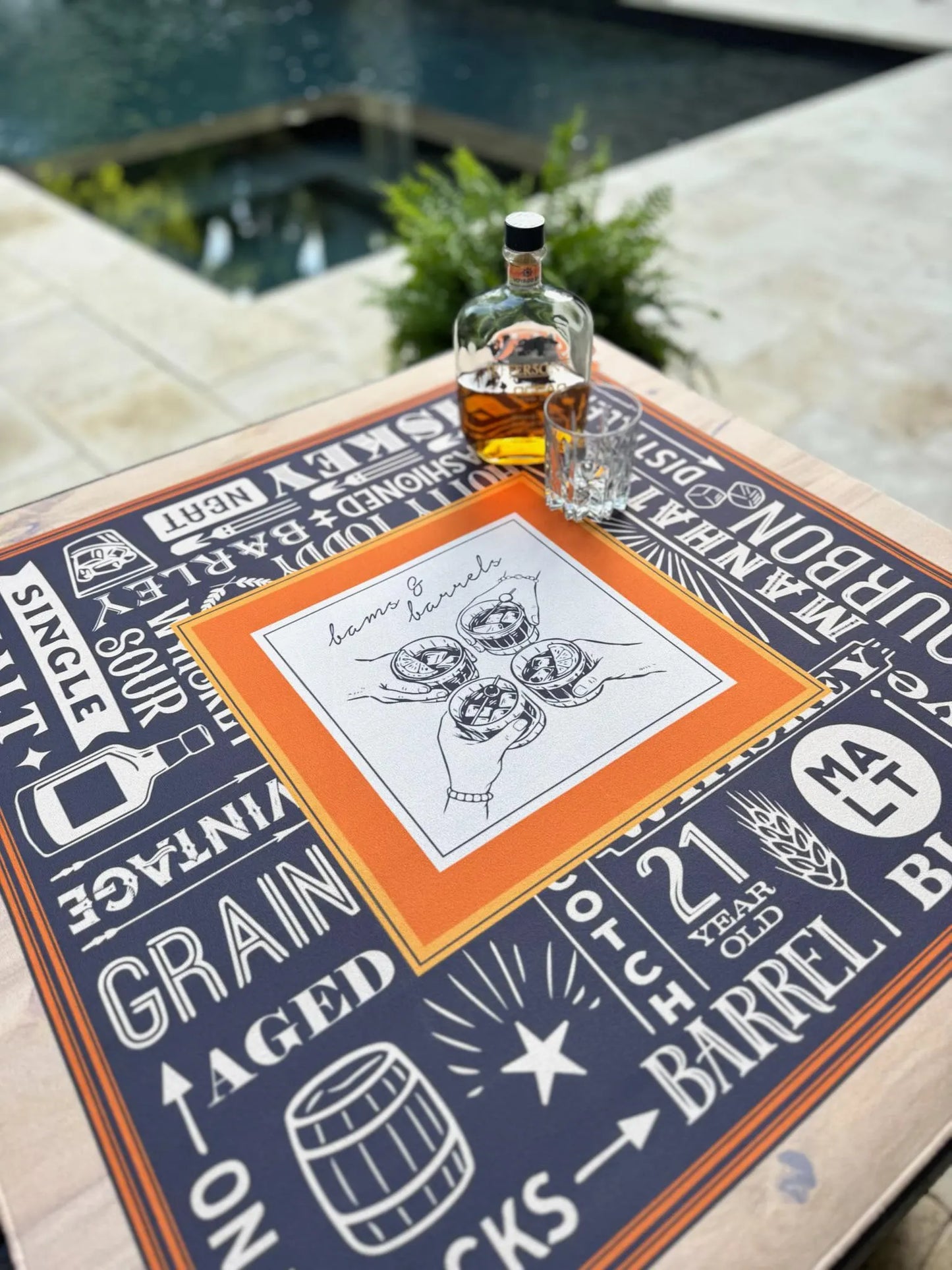 Anders Ruff Design Mahjong Mat - Neoprene Bams & Barrels, Oak Room Whiskey