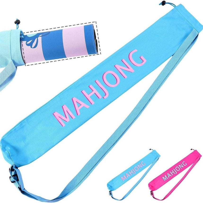 Blue Mahjong Travel Bag - Large Capacity Crossbody Storage Tote