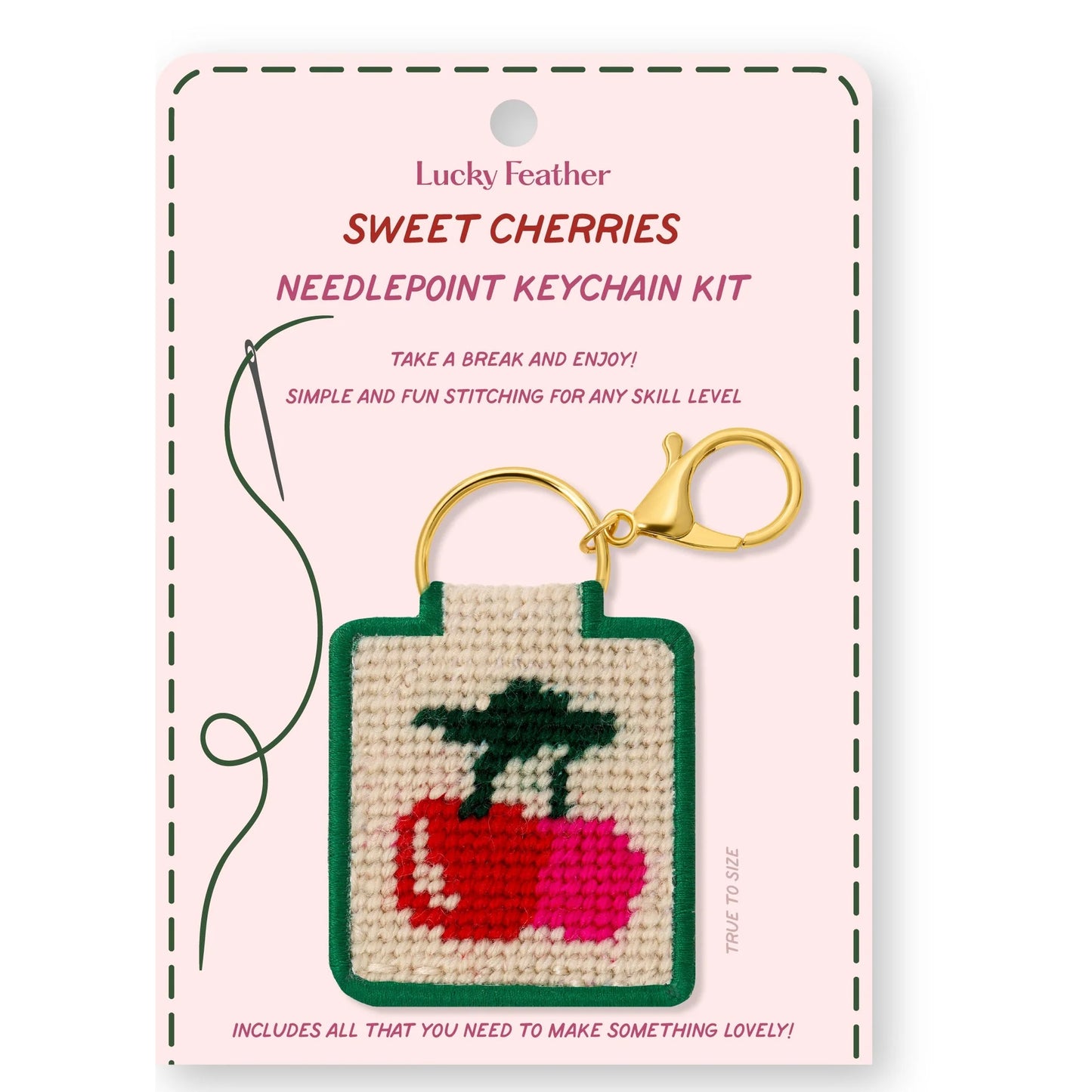 Needlepoint Keychain Kit -Cherries