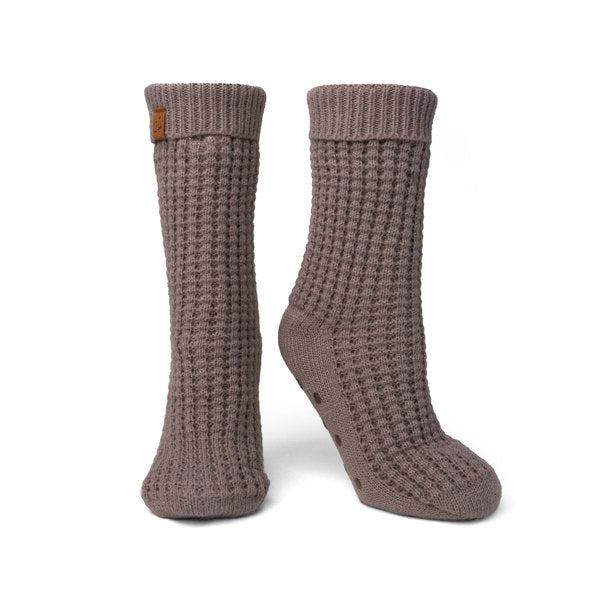 Britt's Knits Juneau Waffle knit Slipper Socks Grey