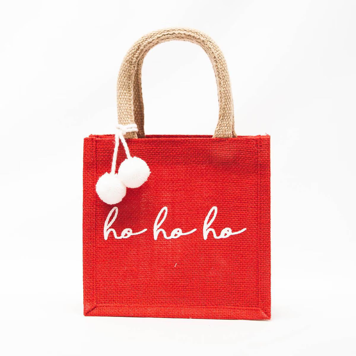 HoHoHo Petite Gift Tote Red/White 7x7x5