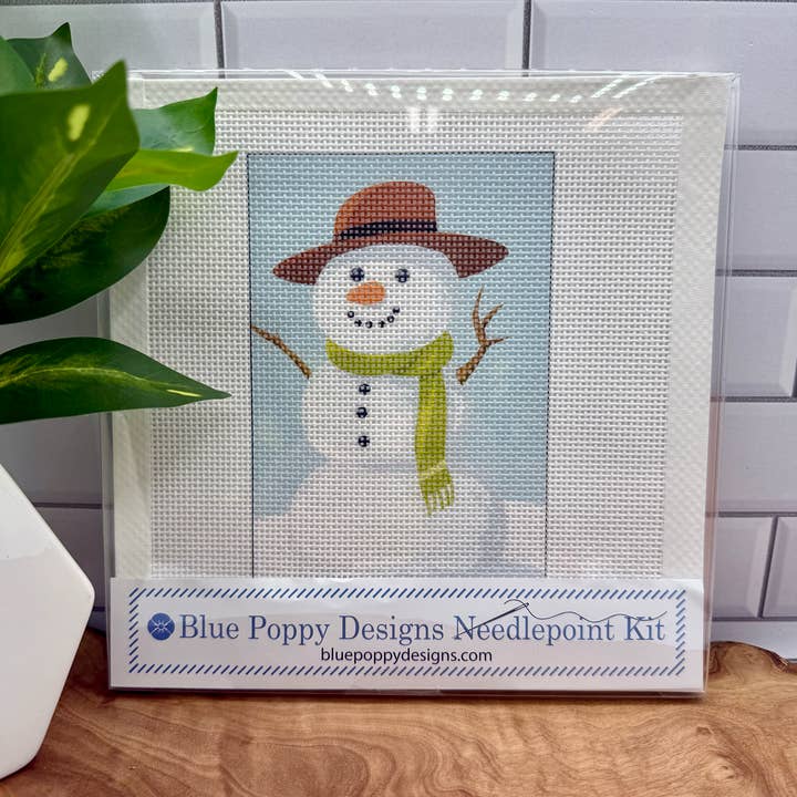 Snowman with Green Scarf Needlepoint Kit