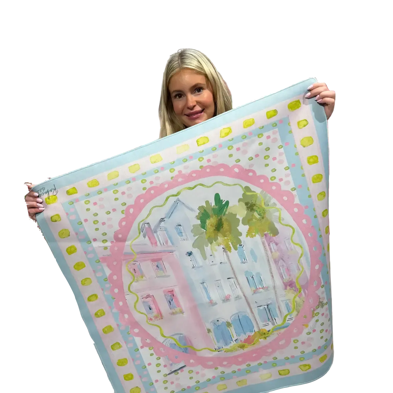 Rebecca Illustrated Mahjong Mat - Rainbow Row