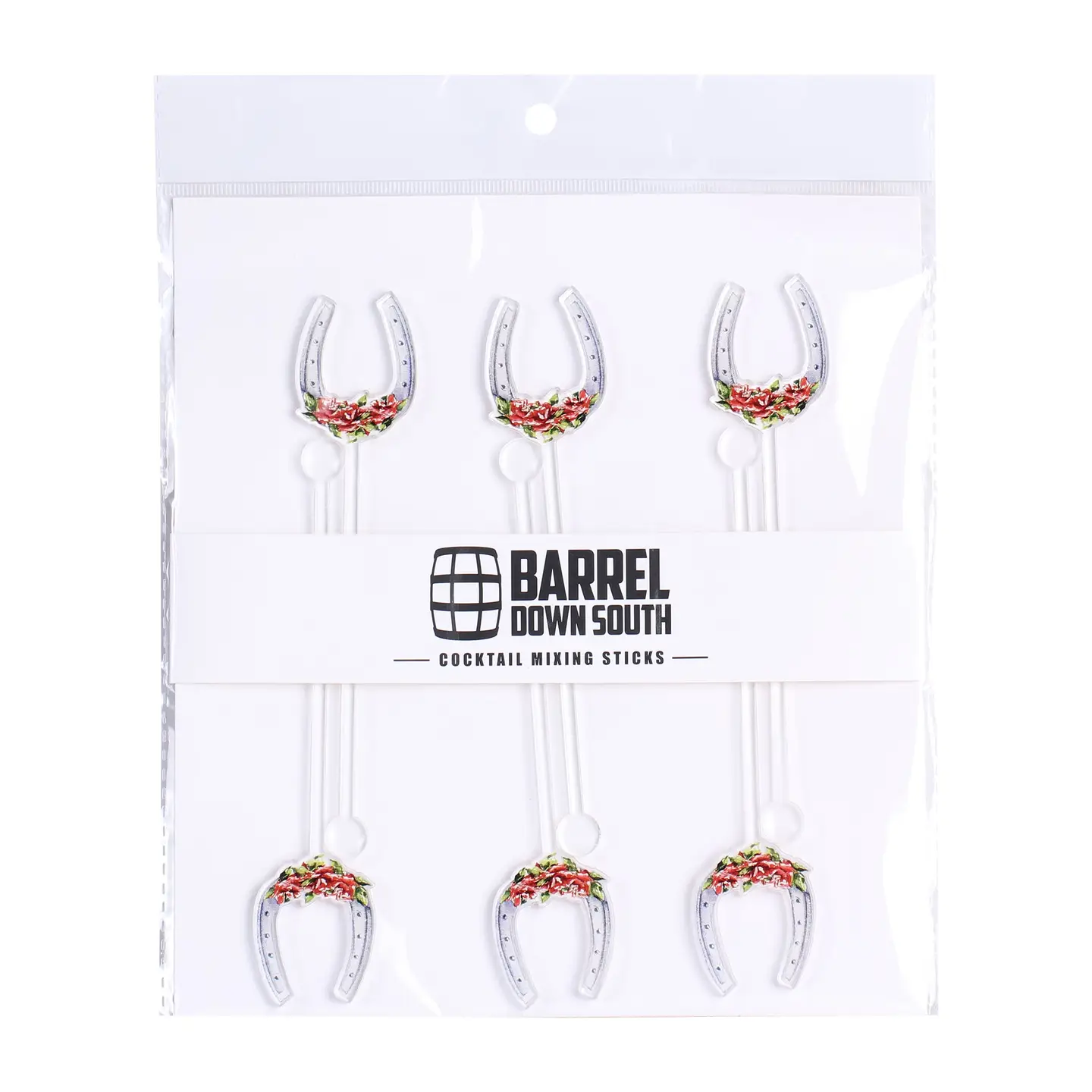 Horseshoe and Roses Cocktail Stirrers