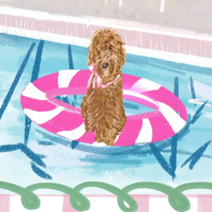 Rebecca Illustrated Mahjong Mat - Pool Pawty