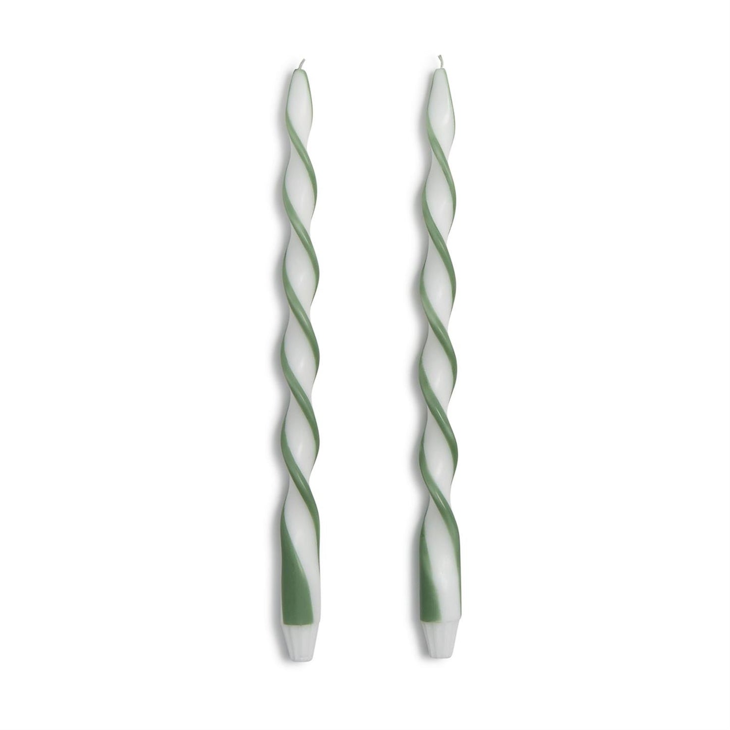 Green Ribbon Twist Taper Candles