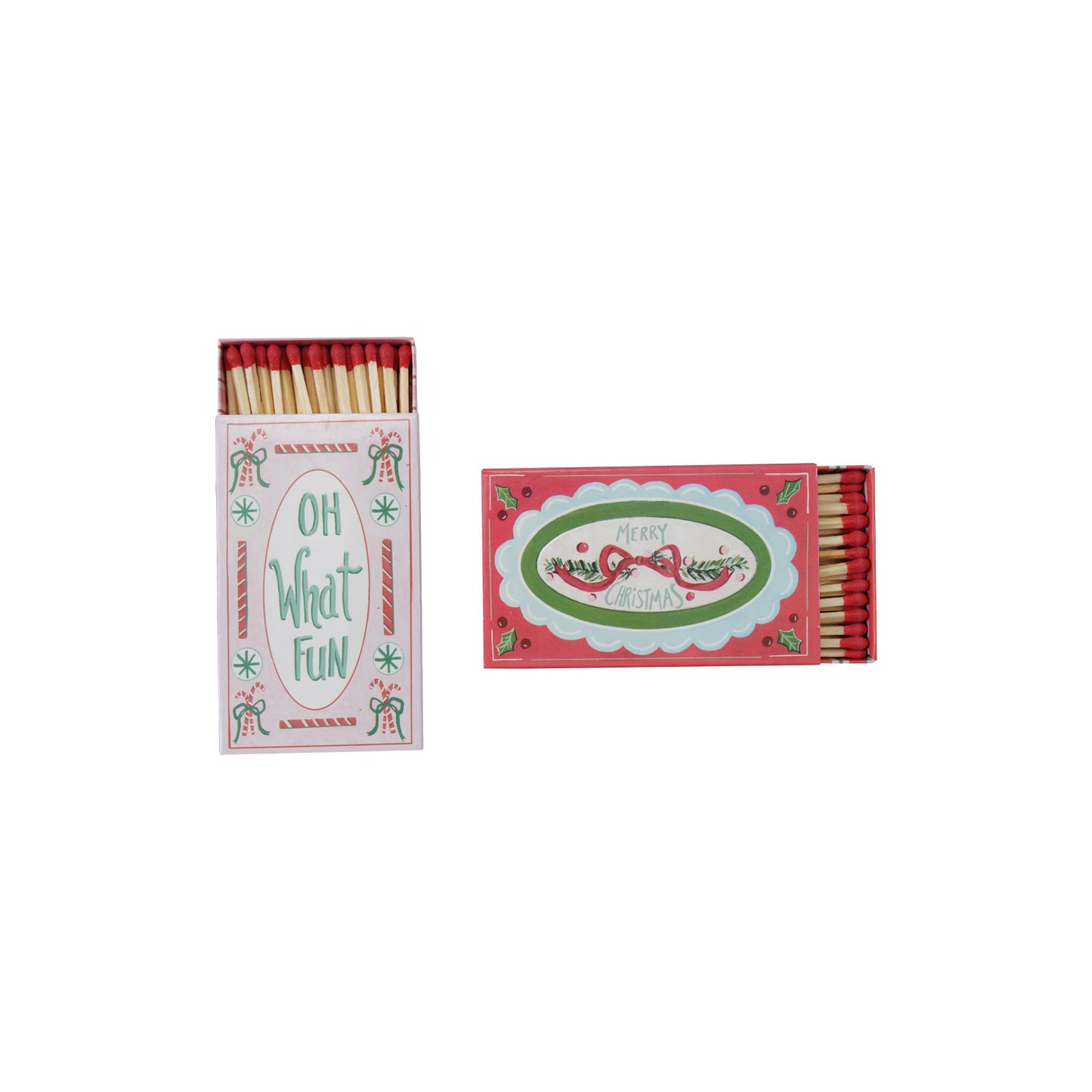 Safety Matches in Matchbox with Holiday Saying & Design - 2 Styles