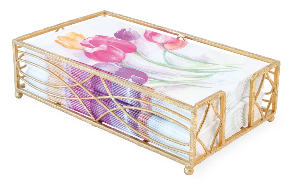 Guest Napkin Holder Wave/Gold Leaf