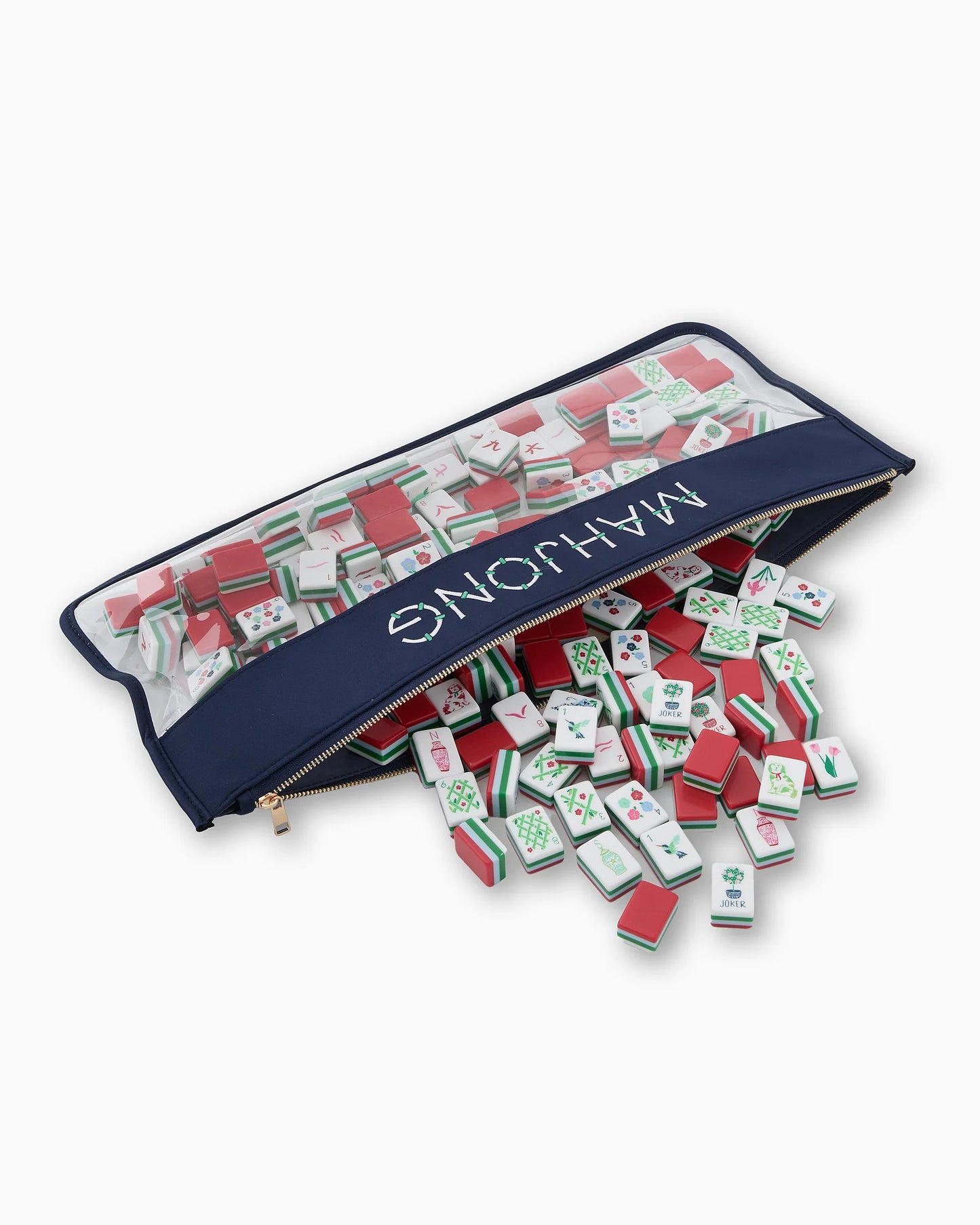 Navy Stitched Mahjong Tile Bag