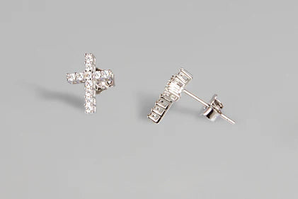 Earrings: Saint Silver Cross Studs