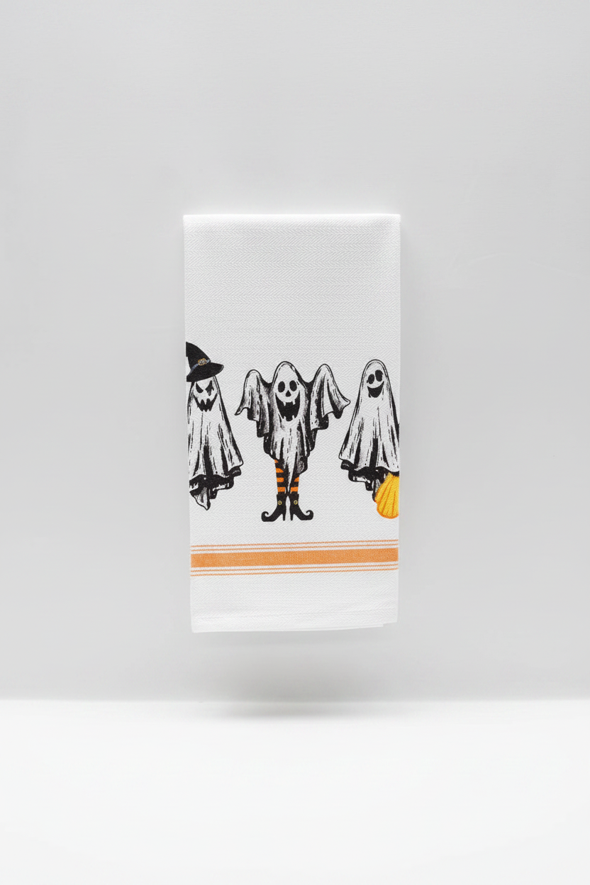 Wicked Ghosts Hand Towel WH/BK/ Orange