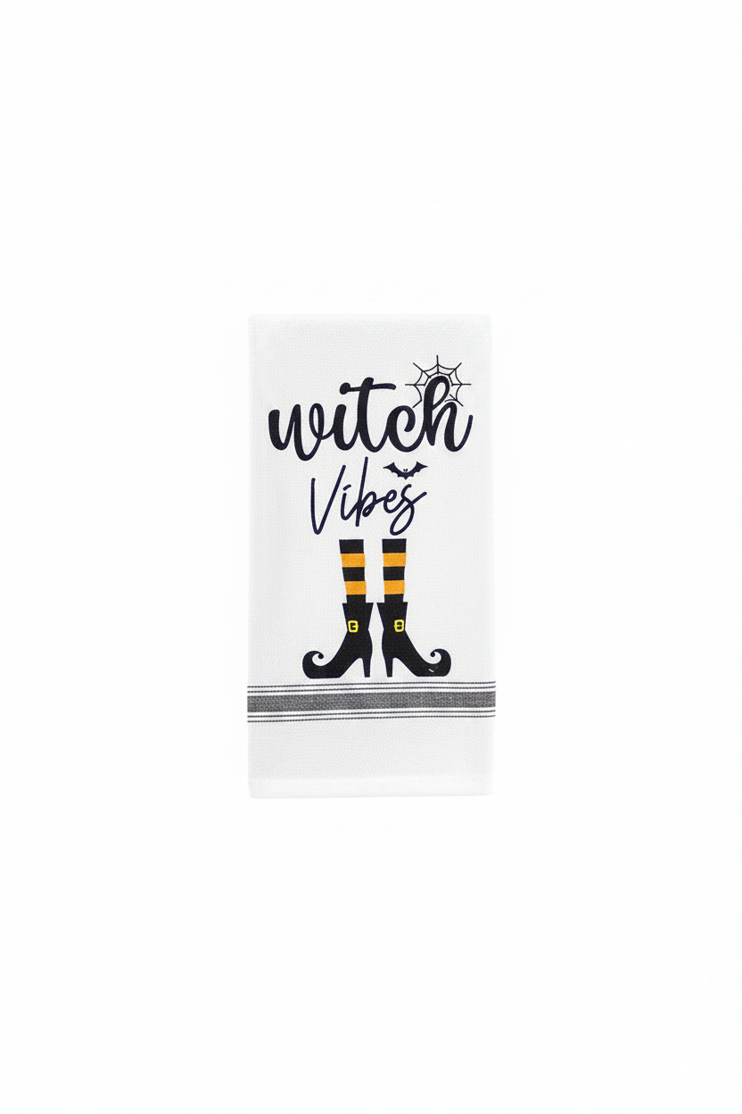 Witches Vibes Hand Towel WH/ BLK/ Orange