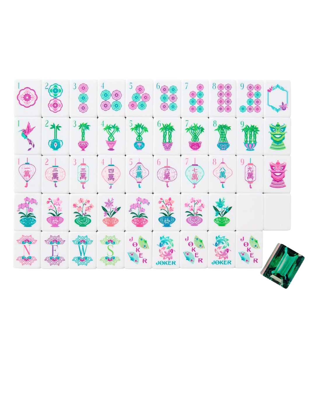 Emerald Mahjong Tile Set