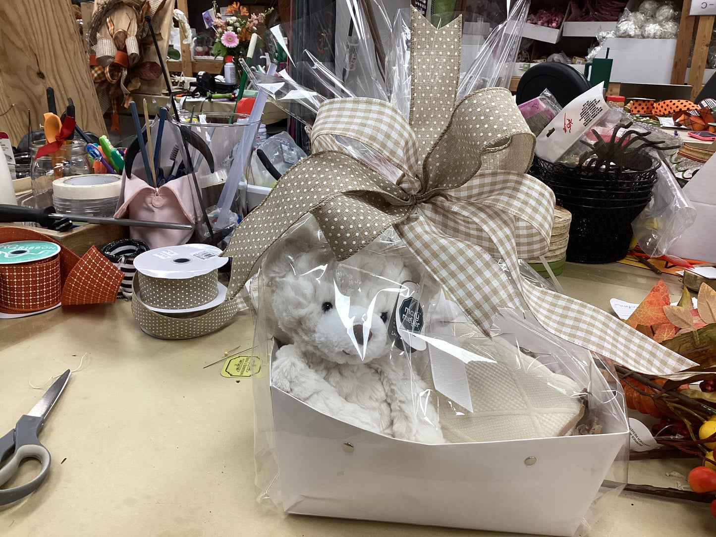 Cream Bear & Blanket - baby bundle