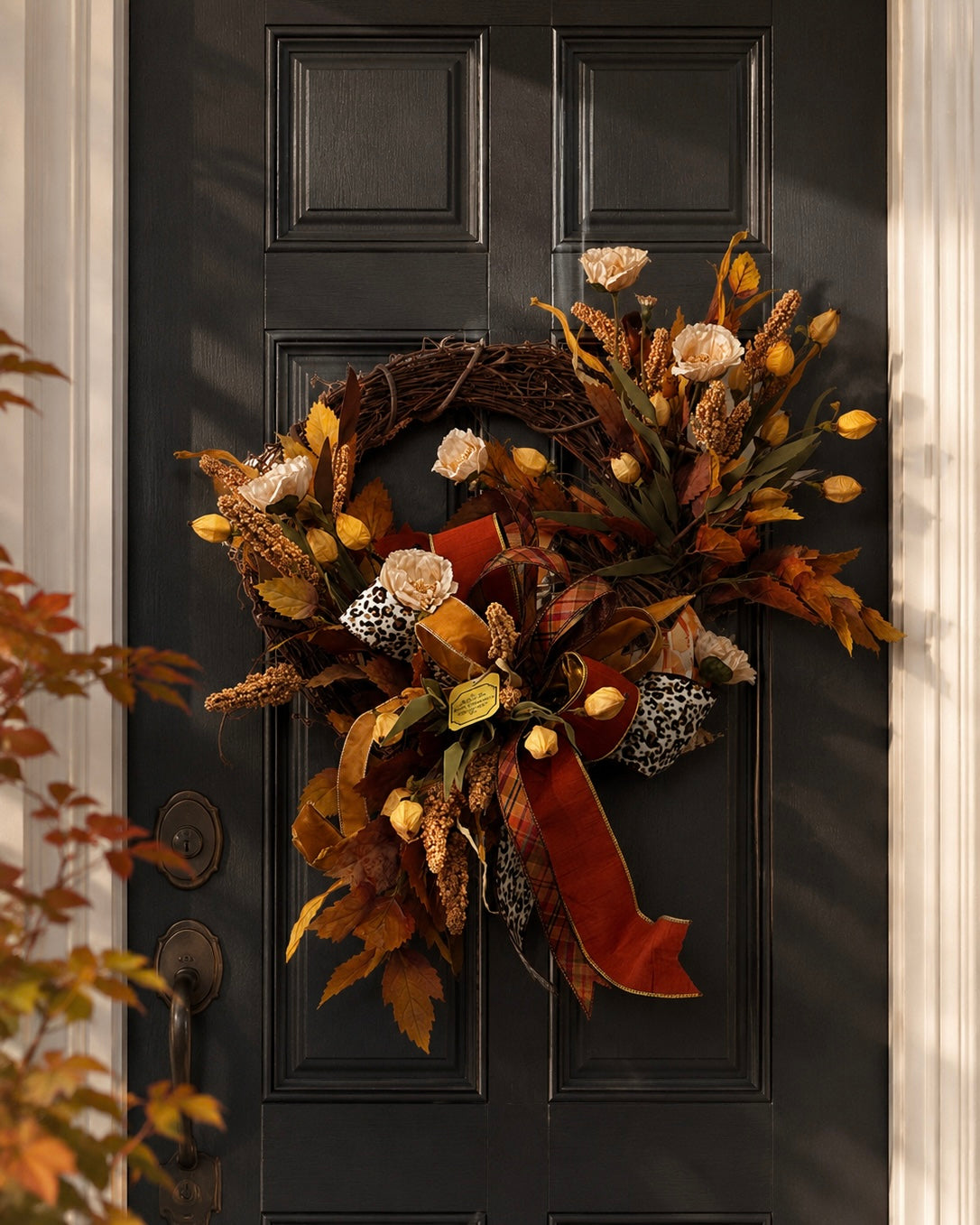 Fall Wreath - Cheetah Ribbon