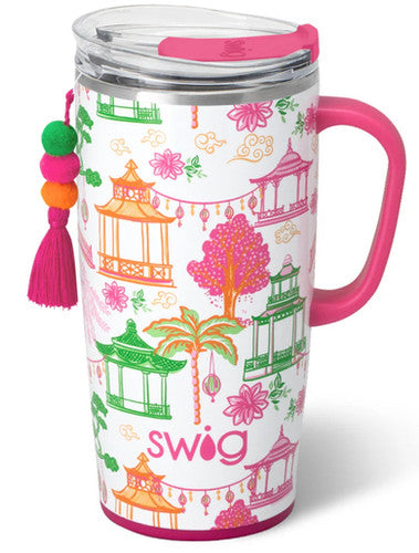 Mahjong22 oz Pagoda Paradise Travel Mug