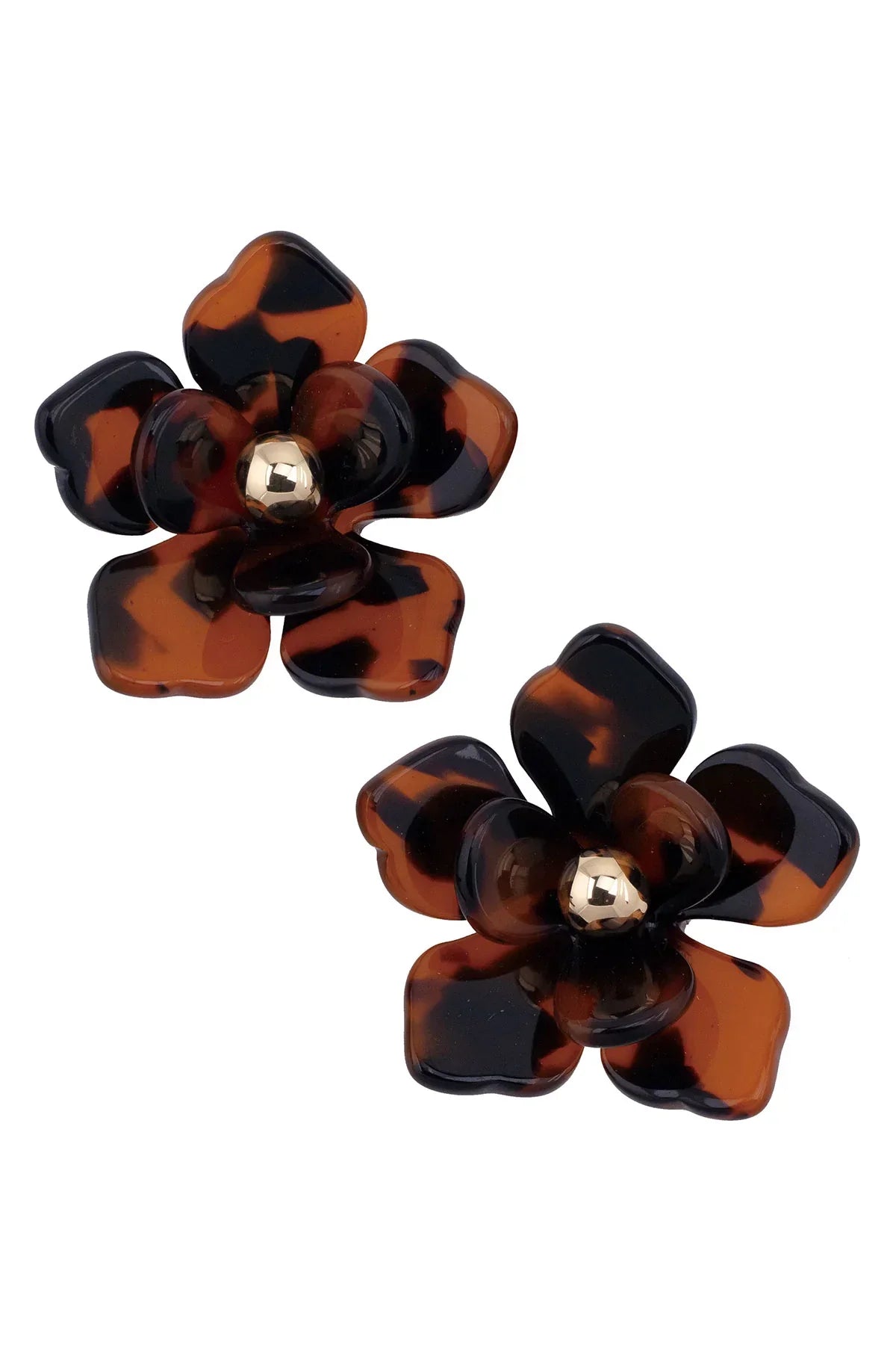 Lorelei Layered Resin Flower Earrings in Tortoise
