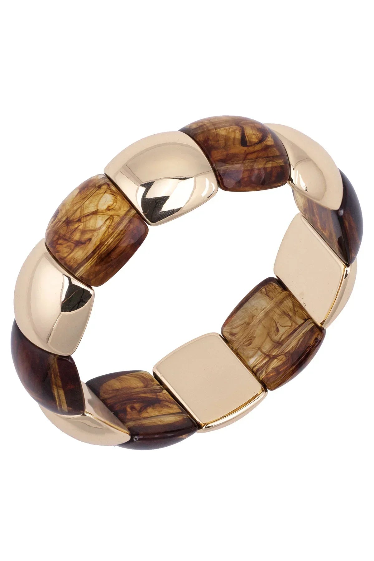 Giselle Resin Beaded Stretch Bracelet in Tortoise