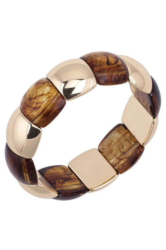 Giselle Resin Beaded Stretch Bracelet in Tortoise