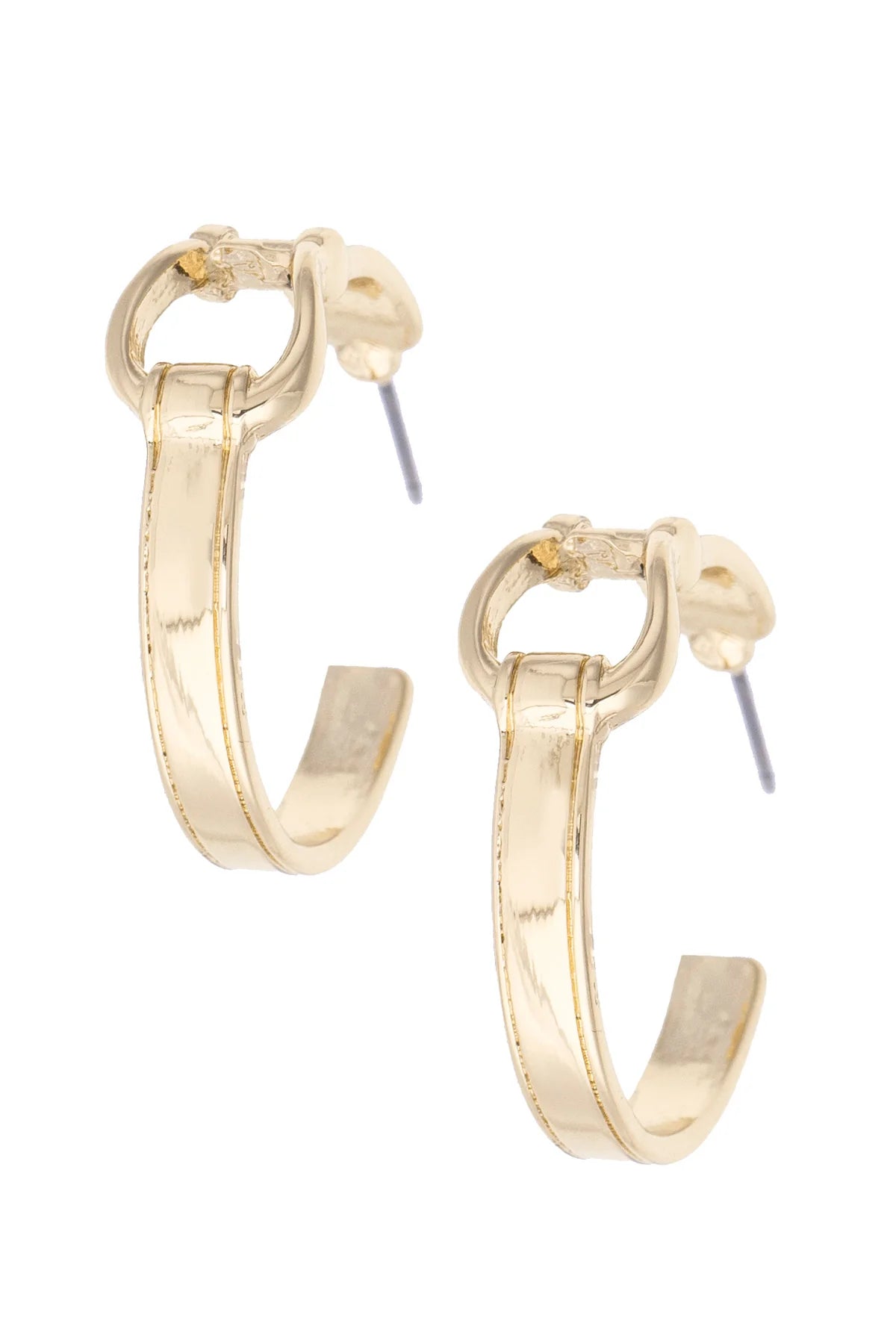 Henry Horsebit Hoop Earrings in Shiny Gold