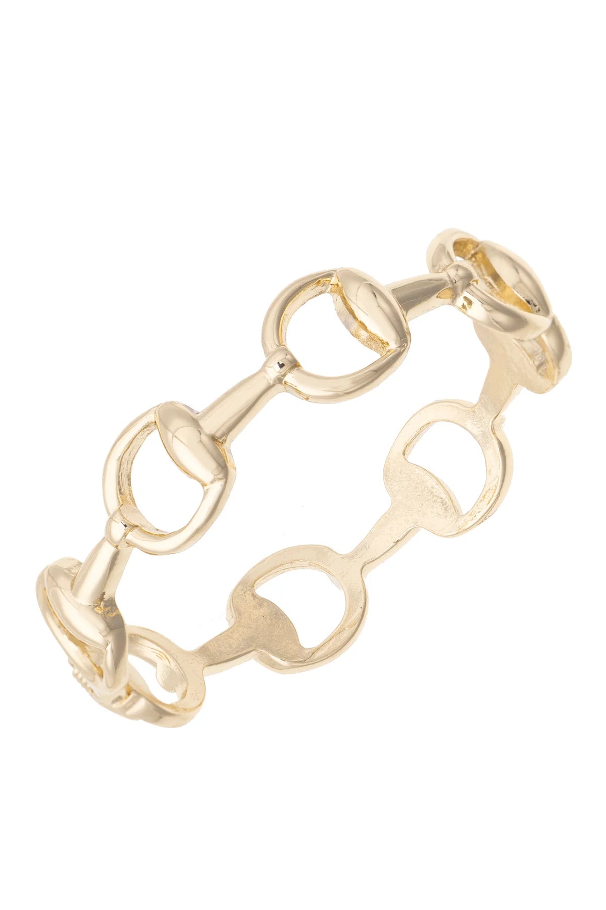 Pepper Linked Bit Hinge Bangle in Shiny Gold