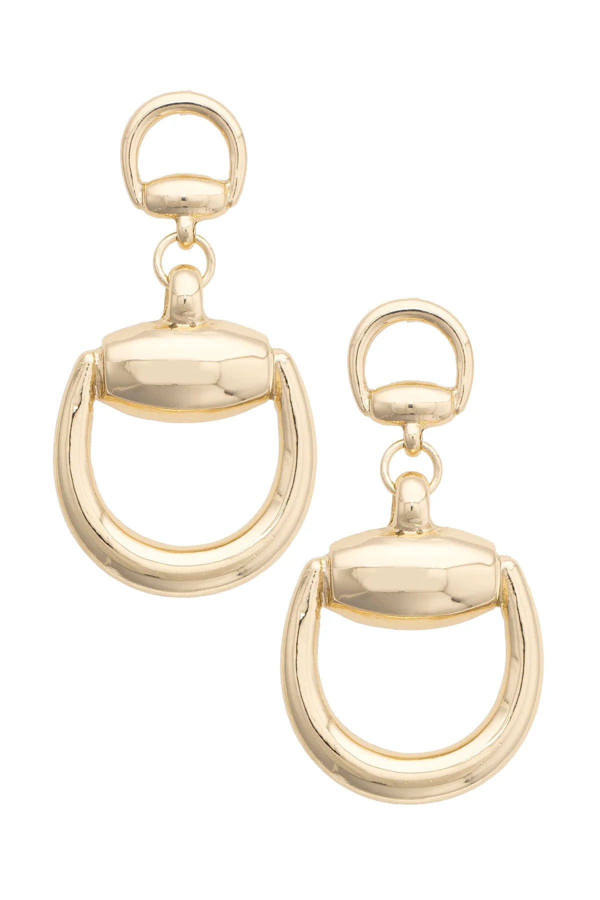 Hugo Statement Horsebit Earrings in Shiny Gold