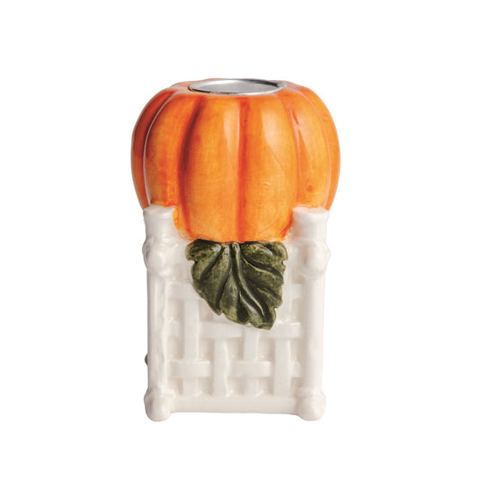 Small Topiary Taper Holder - Pumpkin in Planter