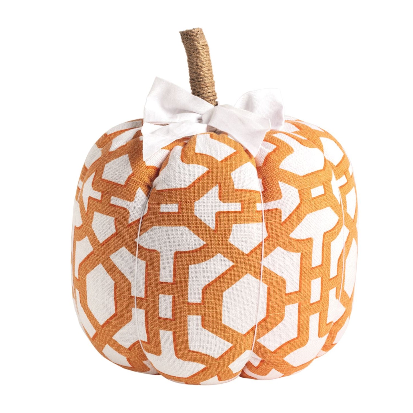 Medium Fabric Topiary Pumpkin - Orange with Pattern