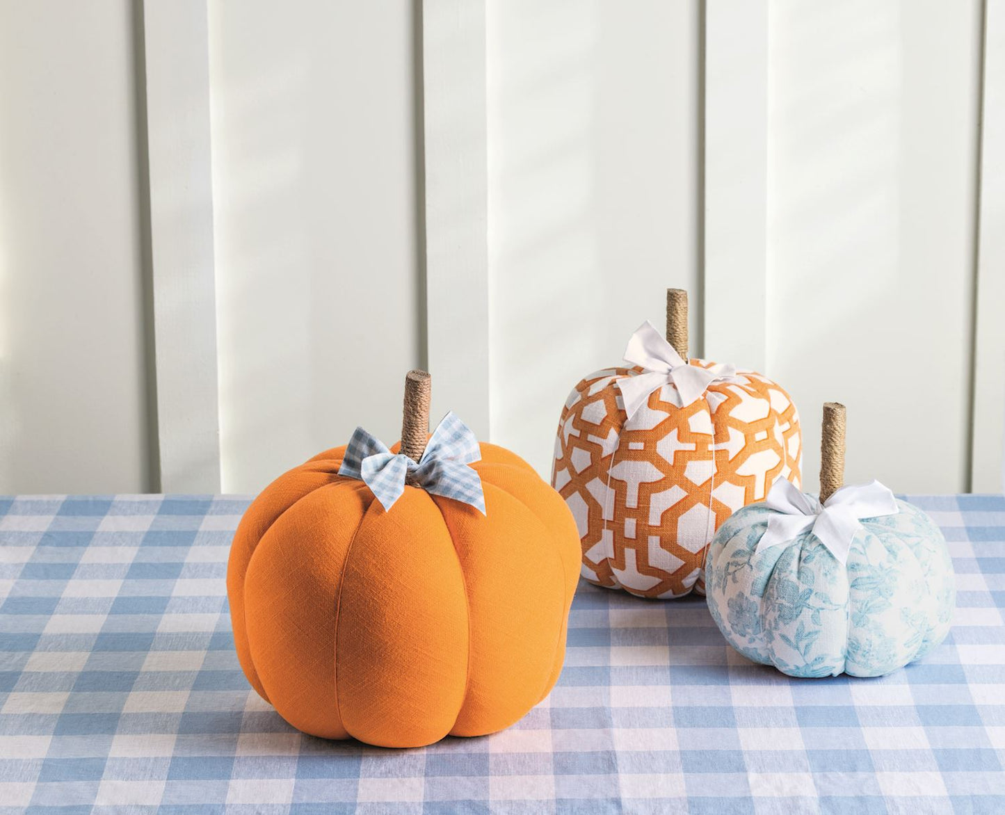 Medium Fabric Topiary Pumpkin - Orange with Pattern