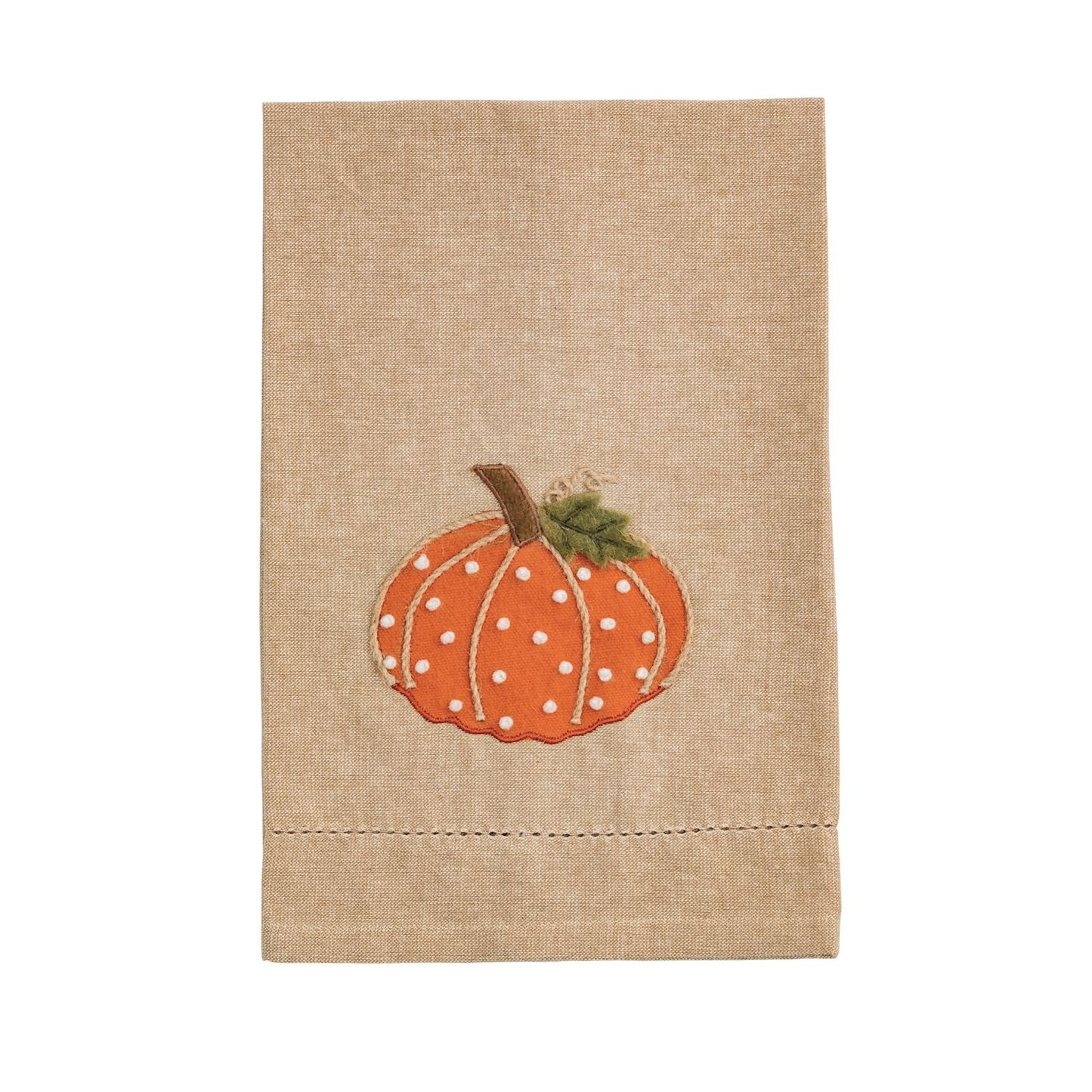 Orange Pumpkin French Knot Towel