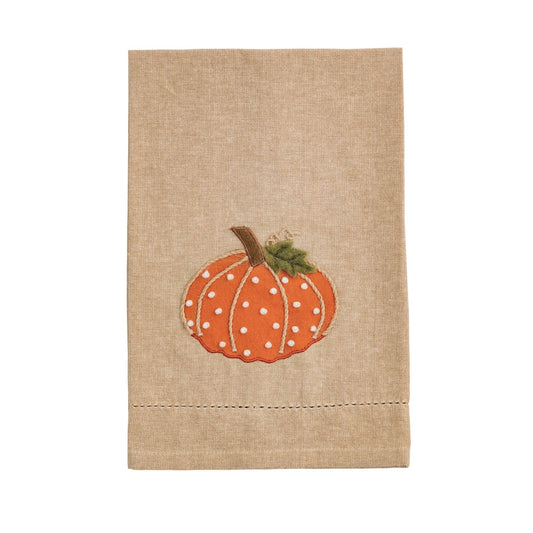 Orange Pumpkin French Knot Towel