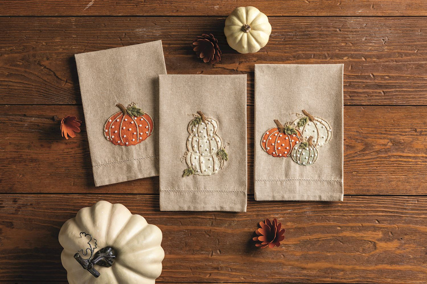 Stacked Pumpkin French Knot Towel