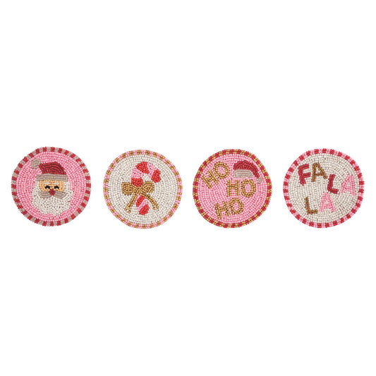  Santa bead holiday coaster set 