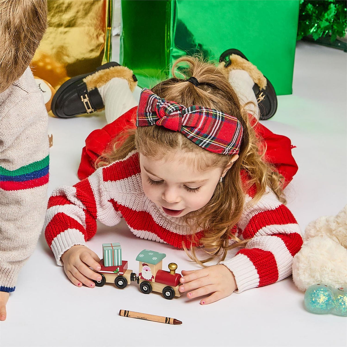 Santa 3-Piece Handcrafted Wooden Magnetic Train Set in Gift Box