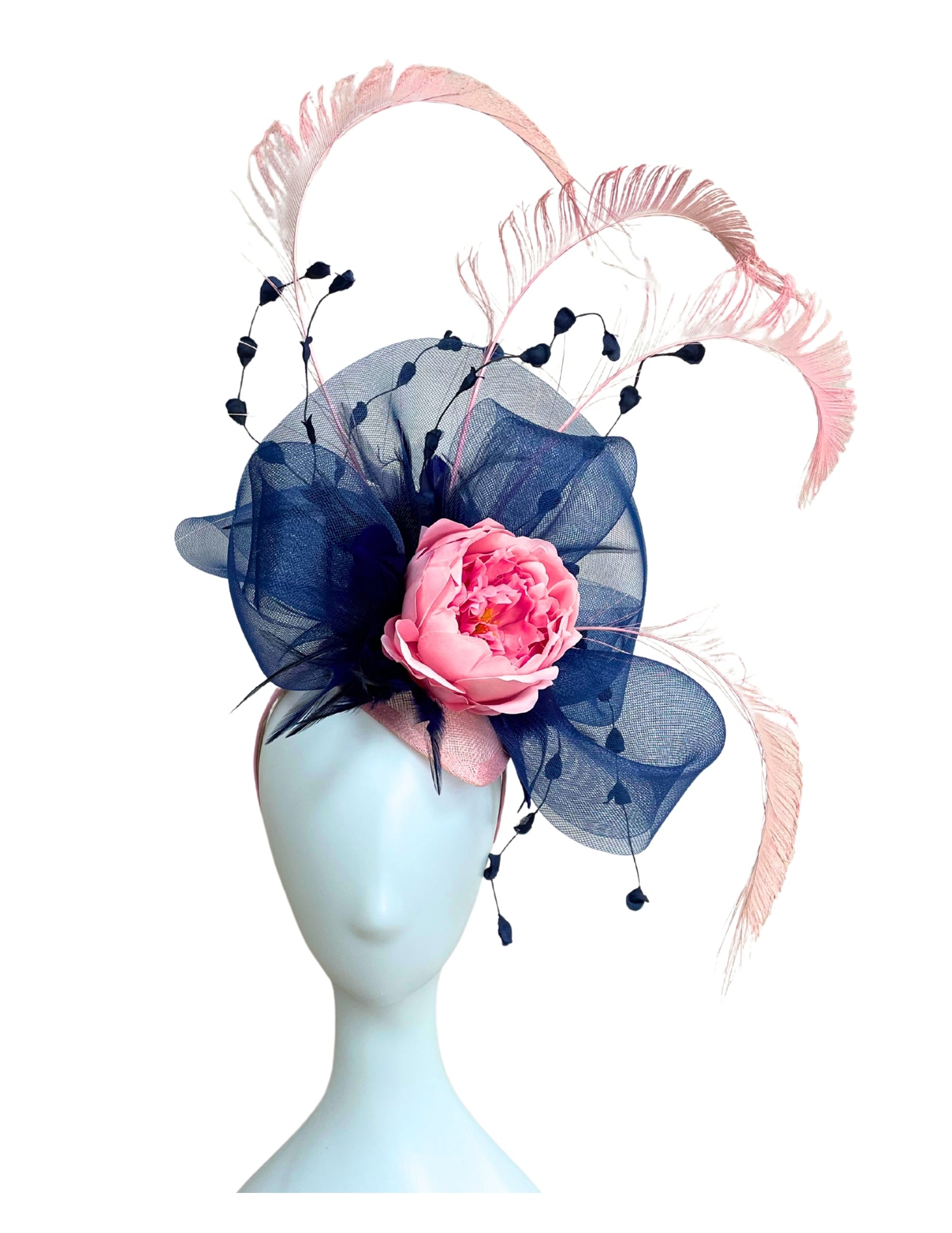 Light Pink & Navy Fascinator
