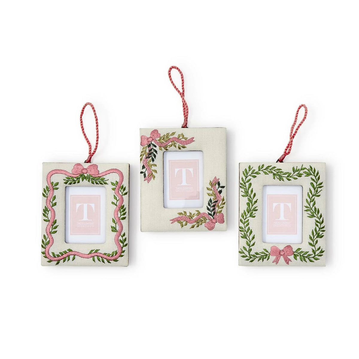 Holiday Memories embroidered photo frame Christmas ornament