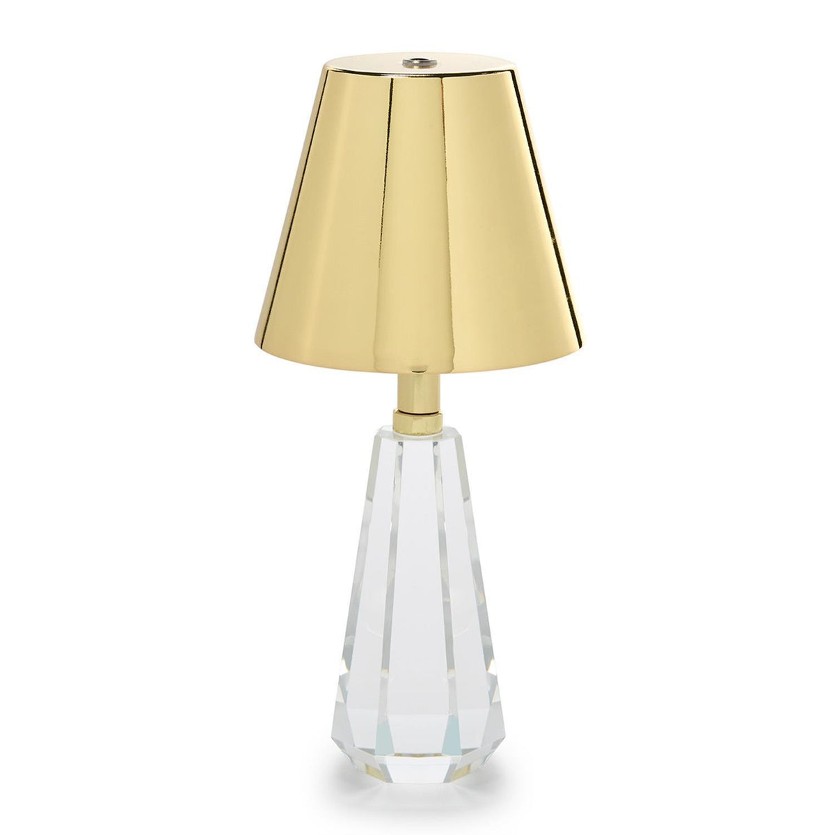 LED Cordless Glass Table w/Gold Metallic Shade